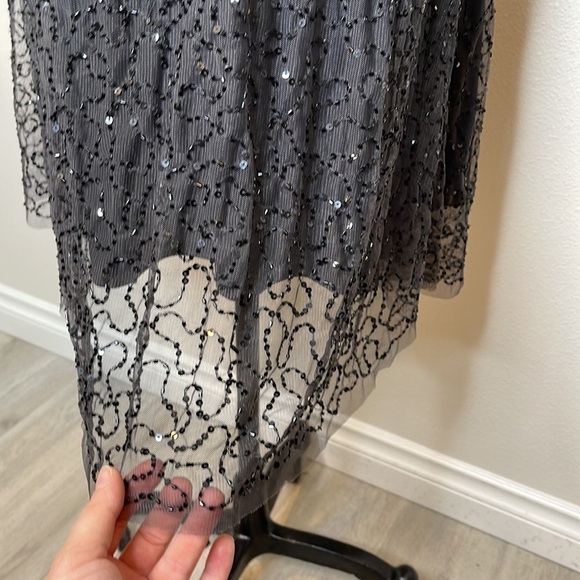 ZARA DARK GREY MIDI EVENING COLLECTION SEQUIN FINE STRAPS DRESS BNWT SIZE M - Picture 6 of 11